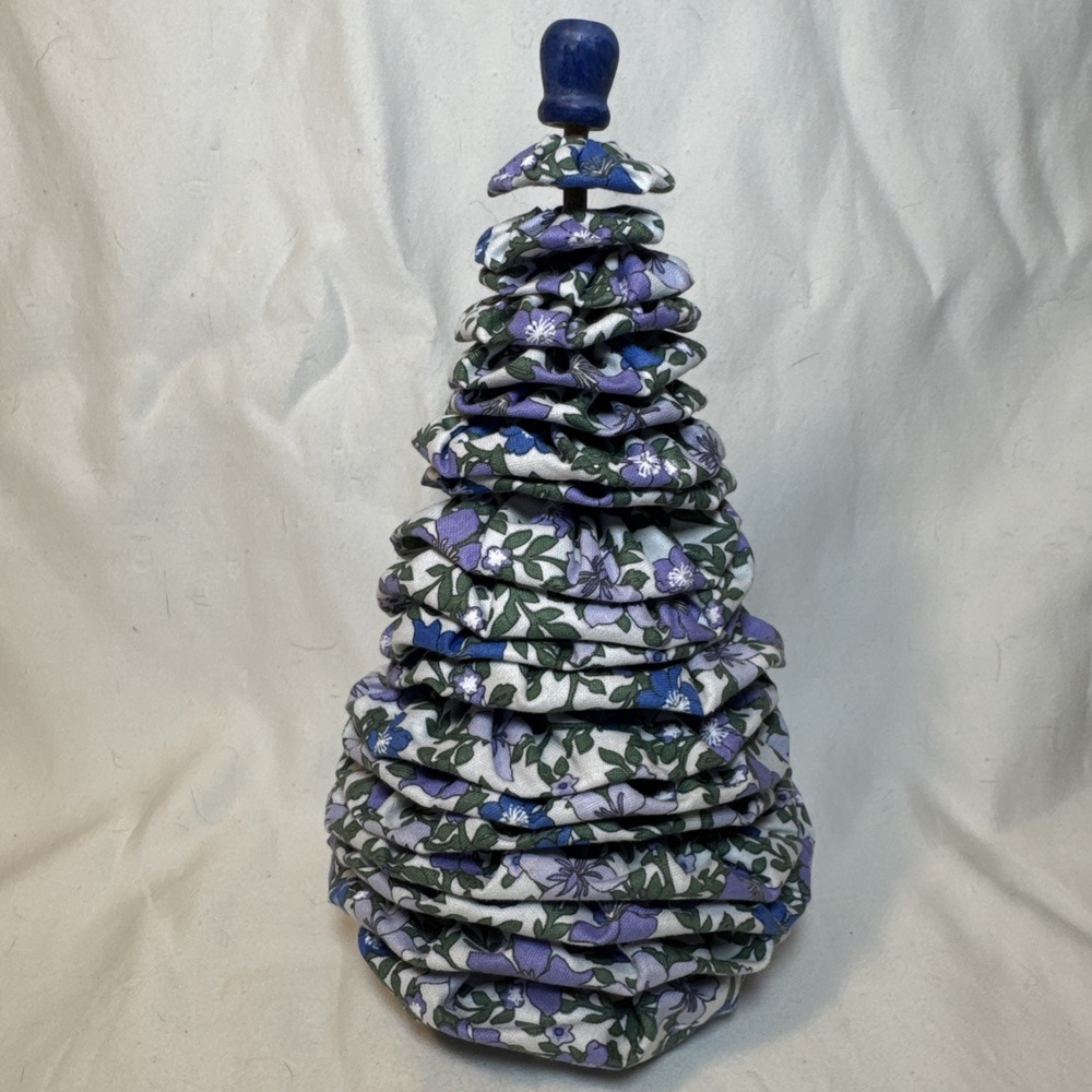 HANDMADE 8.5" Tabletop floral Spring Easter Tree Home Decor Purple Blue Village